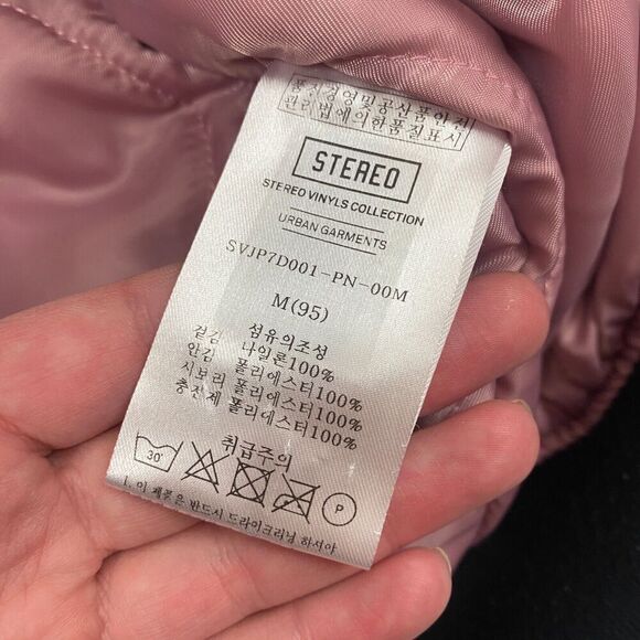 Stereo Vinyls Military Inspired Bomber Jacket Parka Pink Pockets Utility Size M - Picture 9 of 16
